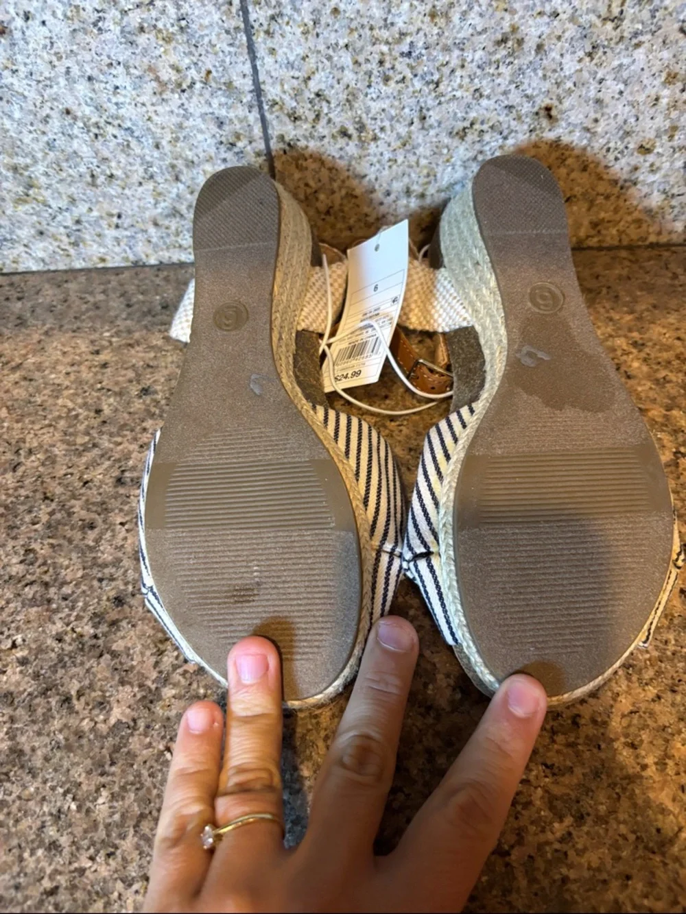 Merona Beige and Black Striped Knot Espadrille Sandals